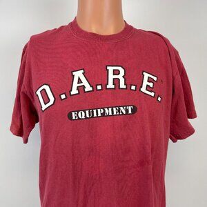 Vintage Y2K Dare Equipment T Shirt Mens Size M Red Drug Resistant Program